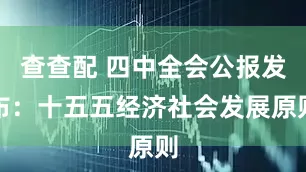 查查配 四中全会公报发布：十五五经济社会发展原则